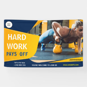 Zwart en geel gym fitness oefening training spandoek
