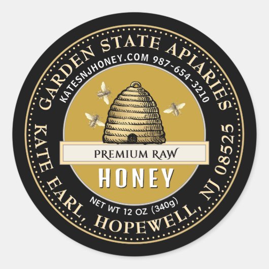 Zwart en geel Label  Skep en Bijen (Voorkant)