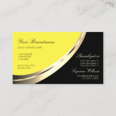 Zwart en geel met decoratief gouddecor modern visitekaartje (Achterkant)