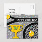 🎾 🖤 zwart en geel Tennis Verjaardag Briefkaart (Voorkant / Achterkant)