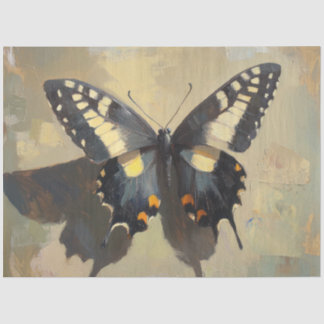 Zwart en Geel Vlinder Decoupage Papier