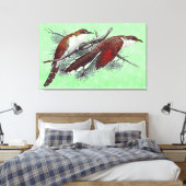 Zwart en geelbruin omhuld omhuld omhuld vogelschil canvas afdruk (Insitu (Slaapkamer))