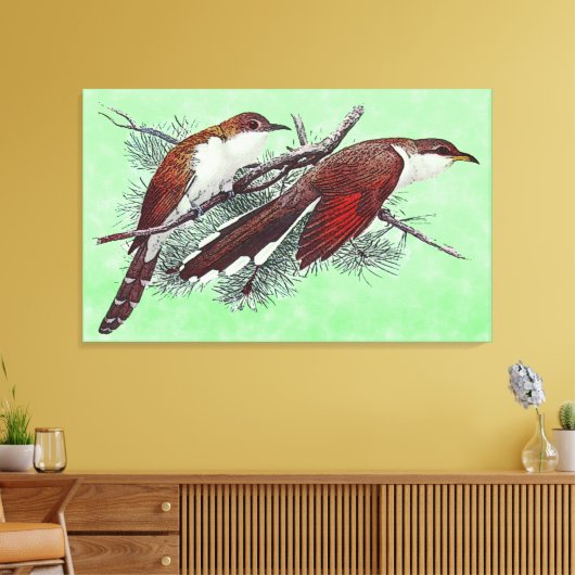 Zwart en geelbruin omhuld omhuld omhuld vogelschil canvas afdruk (Insitu (Woonkamer))