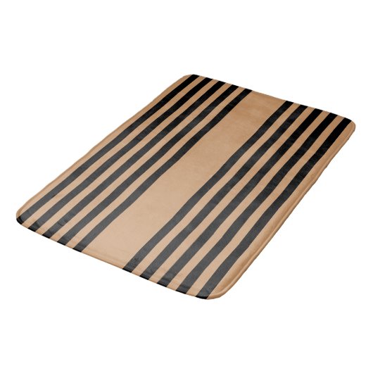 Zwart en geelbruin vijf strips badmat (Gekanteld)