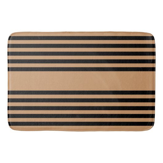 Zwart en geelbruin vijf strips badmat (Voorkant)