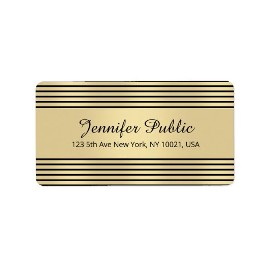 Zwart en Gold Calligraded Script-Sjabloon Etiket (Voorkant)