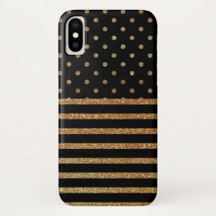 Zwart en Gold Faux Glitter iPhone X Hoesje