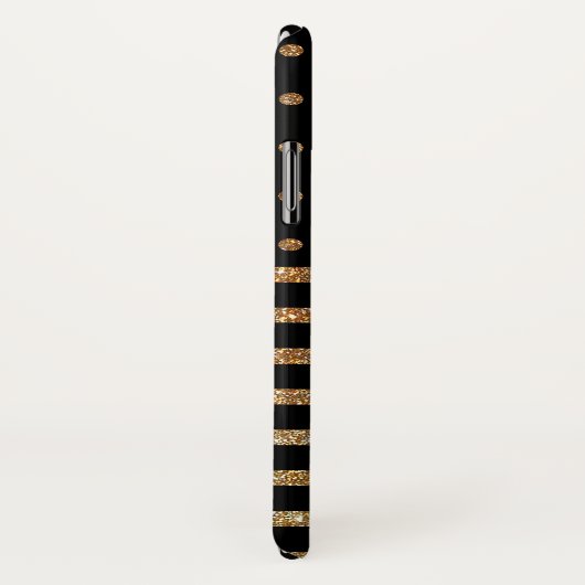 Zwart en Gold Faux Glitter iPhone X Hoesje (Achterkant / rechts)