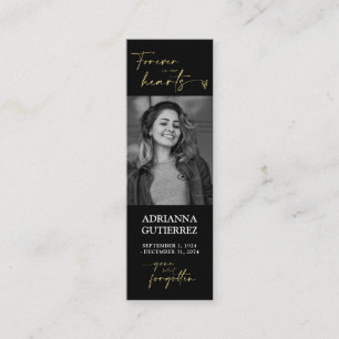 Zwart en Gold Minimal Script Photo Memorial Poem Mini Visitekaartje