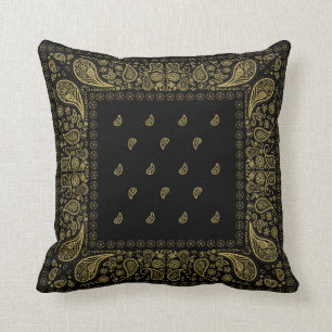 Zwart en Gold Paisley-ontwerp Kussen