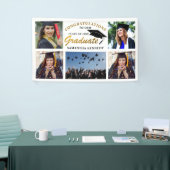 Zwart en Goud 2025 Afstuderen 5 Fotocollage Spandoek (Beurs)