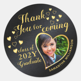 Zwart en Goud 2025 Afstuderen Bedankt Favorieten Ronde Sticker