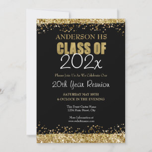 Zwart en Goud 20e Jubileum Schooluitnodiging Kaart