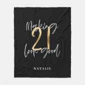 Zwart en goud 21ste verjaardag modern script stijl fleece deken (Voorkant)