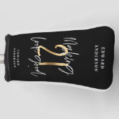 Zwart en goud 21ste verjaardag modern script stijl golfheadcover (Voorkant)