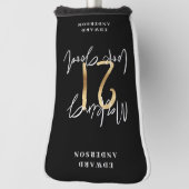 Zwart en goud 21ste verjaardag modern script stijl golfheadcover (Draai 90)
