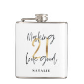 Zwart en goud 21ste verjaardag modern script stijl heupfles (Voorkant)