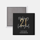 Zwart en goud 21ste verjaardag modern script stijl magneet (Voorkant / Achterkant)