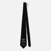 Zwart en goud 21ste verjaardag modern script stijl stropdas (Voorkant)