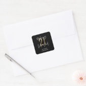 Zwart en goud 21ste verjaardag modern script stijl vierkante sticker (Envelop)