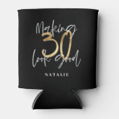 Zwart en goud 30e verjaardag modern script stijlvo blikjeskoeler (Voorkant)