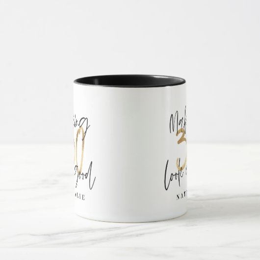 Zwart en goud 30e verjaardag modern script stijlvo mok (Midden)
