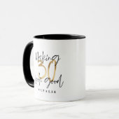 Zwart en goud 30e verjaardag modern script stijlvo mok (Voorkant links)