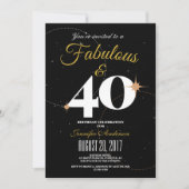 Zwart en Goud | 40 & Fantastische Verjaardag uitno Kaart (Voorkant)
