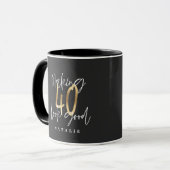 Zwart en goud 40e verjaardag modern script stijlvo mok (Voorkant links)