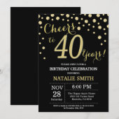 Zwart en goud 40ste verjaardag diamant kaart (Voorkant / Achterkant)