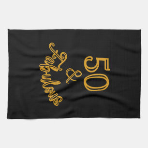 Zwart en goud 50 en Fabulous Theedoek
