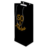Zwart en goud 50 en Fabulous Wijn Cadeautas (Achterkant Gekanteld)