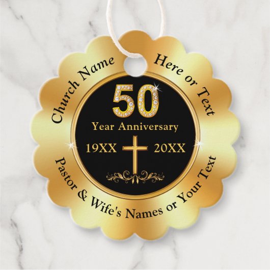 Zwart en Goud, 50 jaar Kerk Jubileum, Bedankjes Labels (Voorkant)