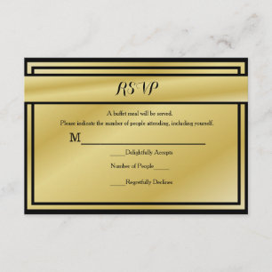 Zwart en goud 50e Jubileum RSVP voor Buffet Kaartje