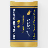 Zwart en Goud 50e Klasse Reünie Banner, ELK JAAR Spandoek (Verticaal)