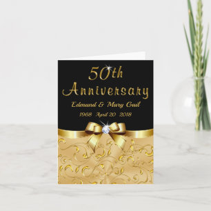 Zwart en Goud 50e Verjaardag Dankjewel Kaarten
