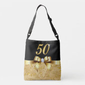 Zwart en goud 50e verjaardag Gifts Cross Body Tas (Achterkant)