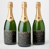 Zwart en Goud 50e Verjaardag Mousserende Wijn Labe Sparkling Wijnetiket (Flessen)