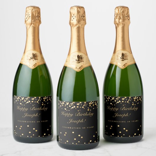 Zwart en Goud 50e Verjaardag Mousserende Wijn Labe Sparkling Wijnetiket (Flessen)
