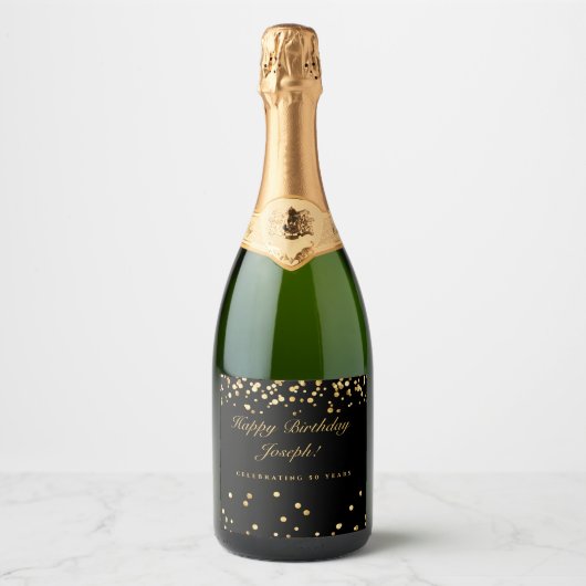 Zwart en Goud 50e Verjaardag Mousserende Wijn Labe Sparkling Wijnetiket (Voorkant)