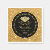 Zwart en goud, 50e verjaardag servetten gepersonal (Voorkant)