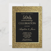 Zwart en Goud 50ste Huwelijksjubileum Kaart (Voorkant)