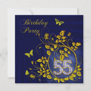 Zwart en Goud 55ste verjaardagsfeest Kaart