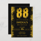 Zwart en Goud 88e Verjaardagsfeestje Kaart (Voorkant / Achterkant)