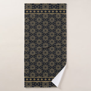 Zwart en goud abstract grafisch patroon. Geometris Badhanddoek