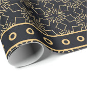 Zwart en goud abstract grafisch patroon. Geometris Cadeaupapier (Rol Hoek)