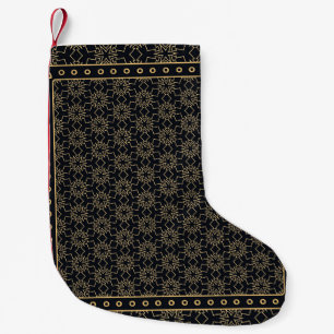 Zwart en goud abstract grafisch patroon. Geometris Kleine Kerstsok