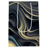 Zwart en Goud Abstracte Rookwerveling Medium Cadeauzakje (Achterkant)