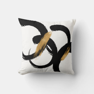 Zwart en goud Abstracte vormen Kussen