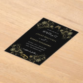 Zwart en Goud Acryl Uitnodiging Sjabloon Acryl Uitnodigingen (Laagn)